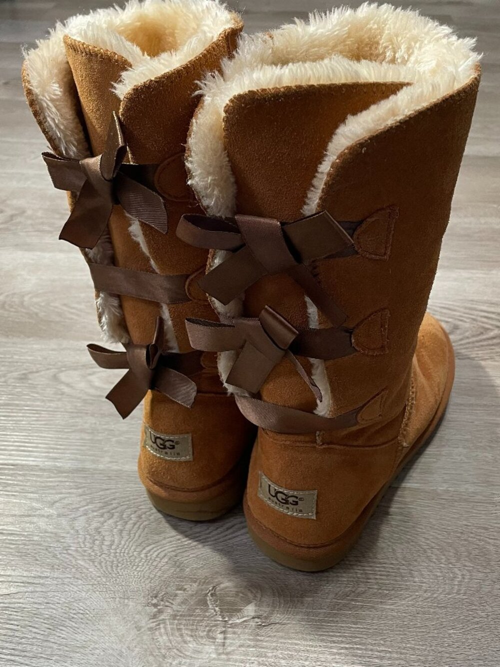 UGG Brown Ribbon Boots 9